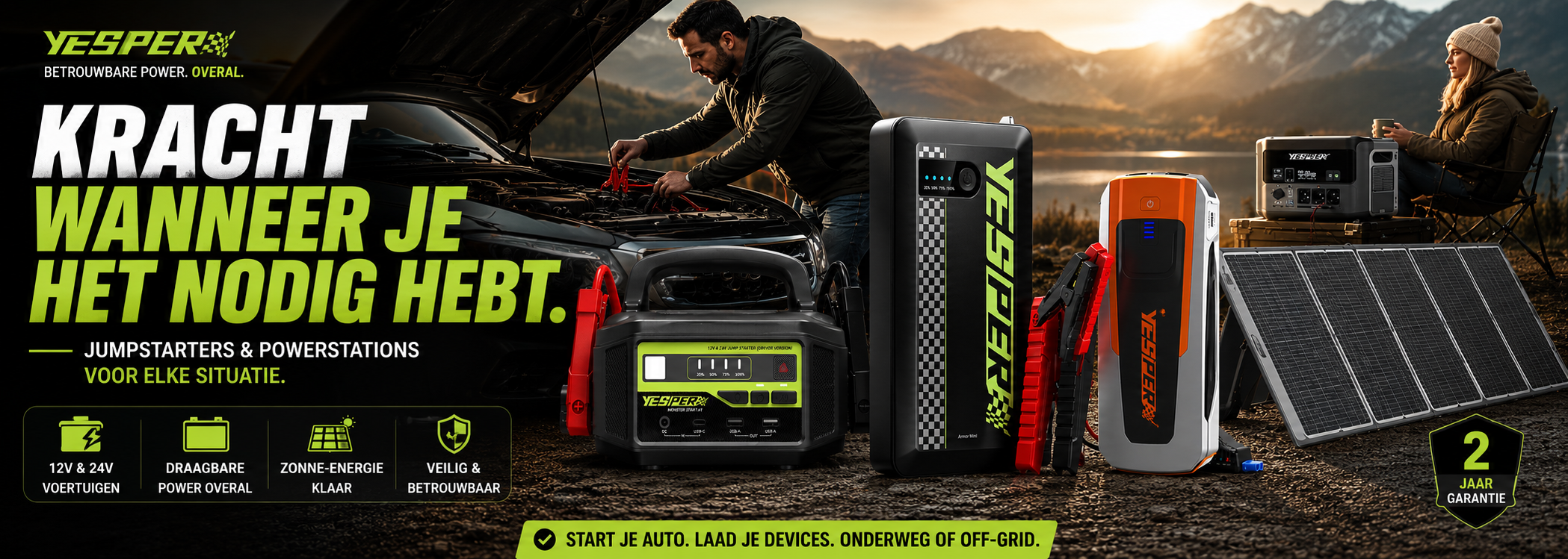 Yesper jumpstarters en powerstations voor auto, motor en vrachtwagen