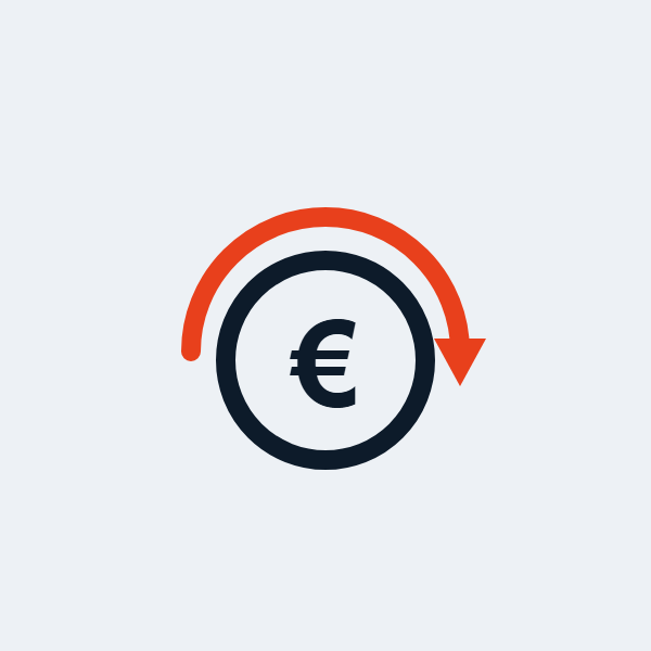 Icoon van een euromunt met retourpijl