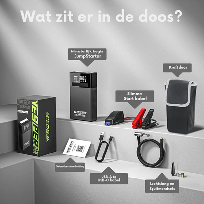 Yesper M6 Pro Jumpstarter met Fietspomp - Jumpstarter.nl